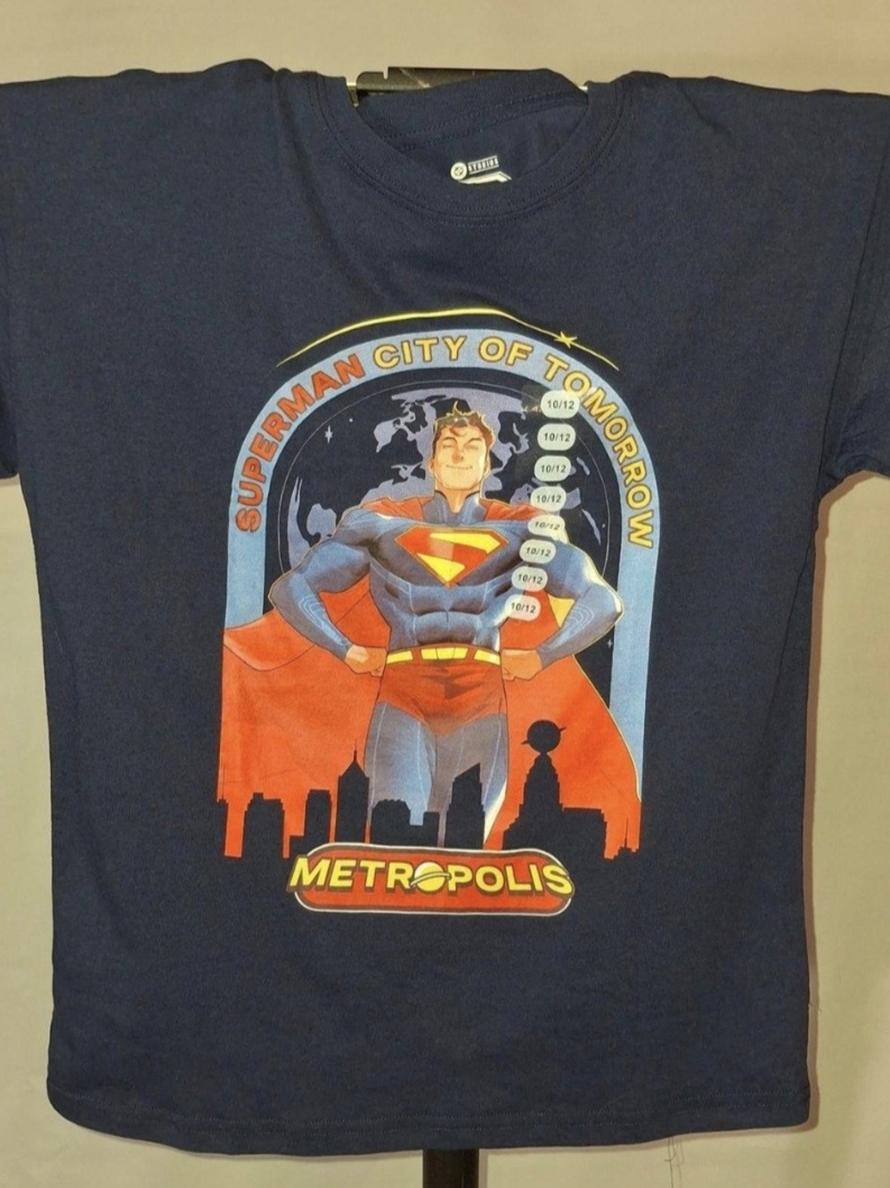 Superman 'City of Tomorrow' Graphic Tee - Navy with Red & Yellow